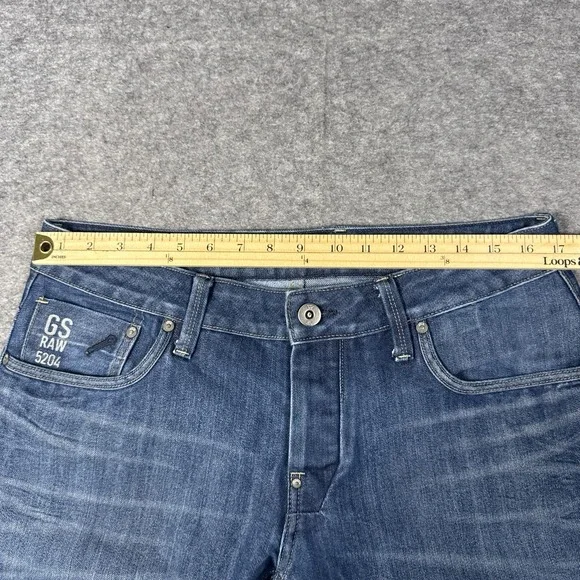 G Star Raw Jeans Mens 33x30 Blue Attacc Slim Straight Whiskering Faded $190